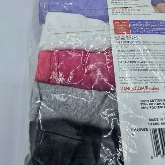 Women's Hanes Tagless Bikinis Ultra Soft Panties Size 8 Cotton 6 Pair No Ride Up - Picture 5 of 6